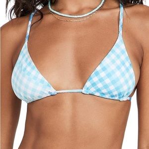 L space blue gingham bikini top